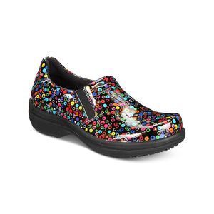 EASY WORKS BY EASY STREET Womens Black Bind Wedge Slip On Leather Clogs 8
